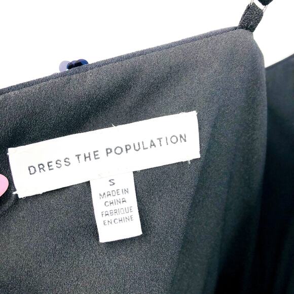 DRESS THE POPULATION Giulia Sequin Bodice Sheath Midi Dress Small Black/Tan NWOT - Picture 8 of 8